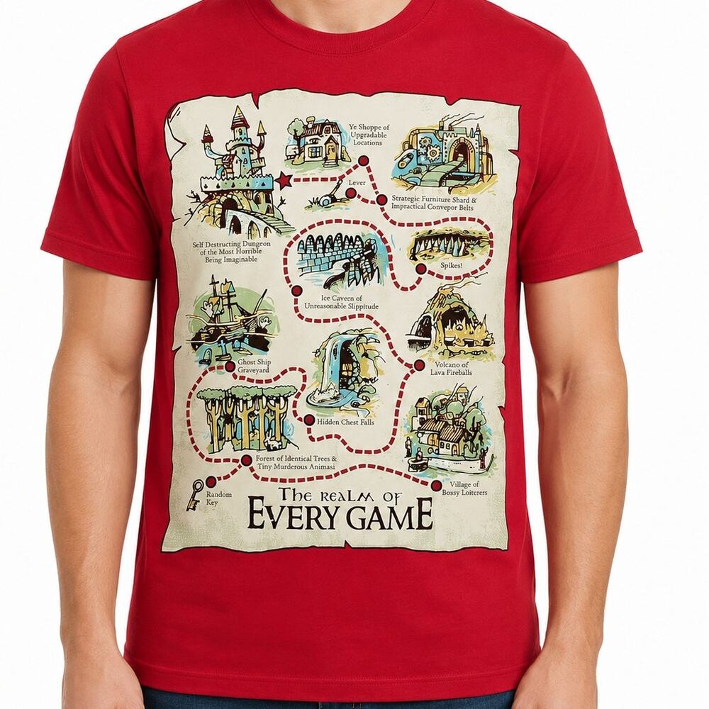 The Realm of Every Game Novelty Graphic Print Video Board Gamer Tee T Shirt Sz M